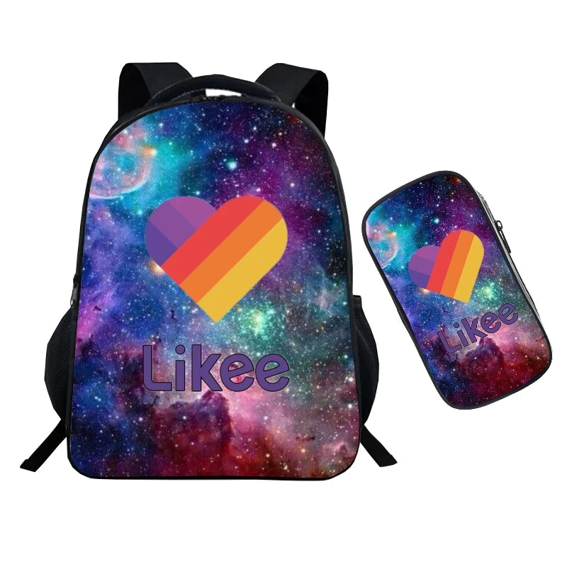 2Pcs Likee Backpack Laptop Bag For Teens Boys Girls School Bags Cat Unicorn