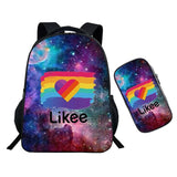 2Pcs Likee Backpack Laptop Bag For Teens Boys Girls School Bags Cat Unicorn
