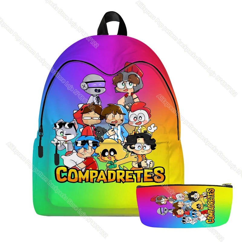 2pcs Mikecrack Los Compa Backpack Waterproof Schoolbag