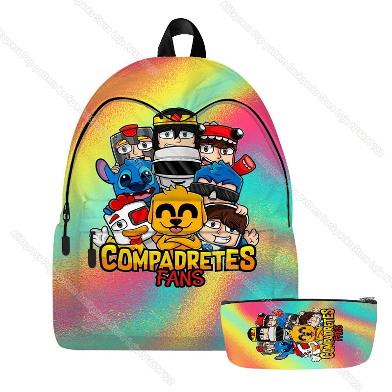 2pcs Mikecrack Los Compa Backpack Waterproof Schoolbag