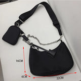 Vintage Shoulder Bag Nylon Women Chains Crossbody Messenger Handbag