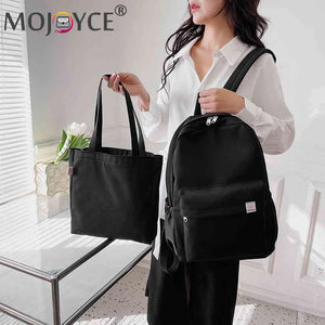 2pcs Laptop Backpack Solid Handbag College Student Large Capacity