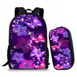 Butterfly Print Kids Backpack Set for Teens Boys Girls