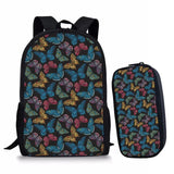 Butterfly Print Kids Backpack Set for Teens Boys Girls