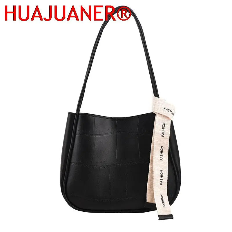 2Pc Pu Leather Women's Handbags Casual Bucket Women Shoulder Totes