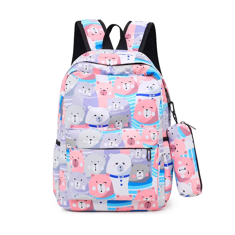 Kids Student Backpack Set School Book Bag Large Capacity 3 Piece Schoolbag