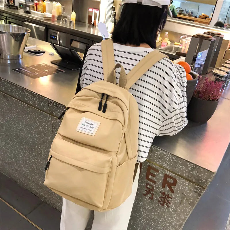 Solid Casual Women Backpack Teenage Girl School Bag Student Girls Shoulder Bag