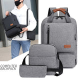 3-Piece Set Backpack Male Student Schoolbag Travel Bag