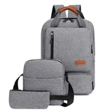 3-Piece Set Backpack Male Student Schoolbag Travel Bag