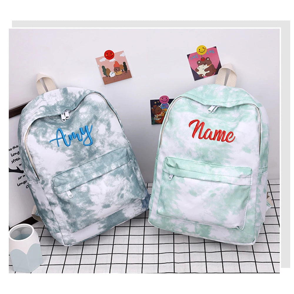 Large Capacity Nylon Bag Embroideried Name Student School Bags Personalized Gift