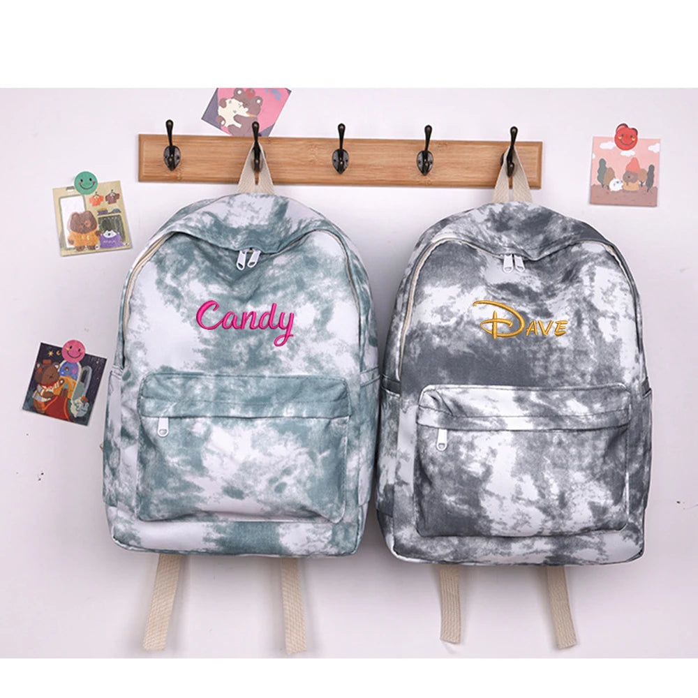 Large Capacity Nylon Bag Embroideried Name Student School Bags Personalized Gift
