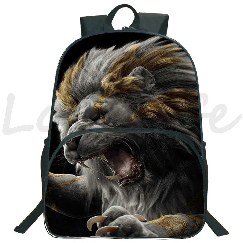 3D Lion Wolf Backpack Kids School Rucksack Casual Travel Mochila