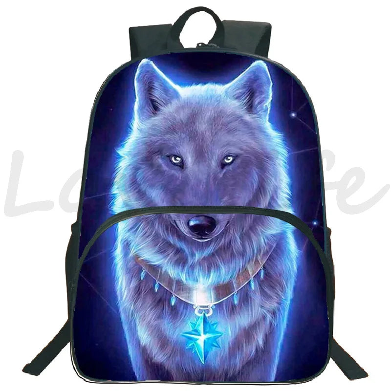 3D Lion Wolf Backpack Kids School Rucksack Casual Travel Mochila