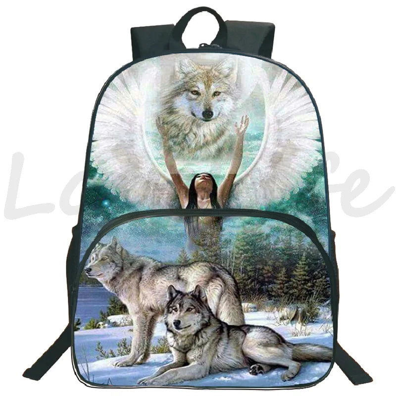 3D Lion Wolf Backpack Kids School Rucksack Casual Travel Mochila