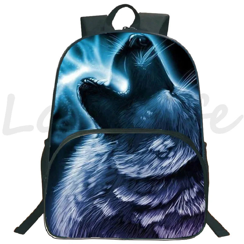 3D Lion Wolf Backpack Kids School Rucksack Casual Travel Mochila
