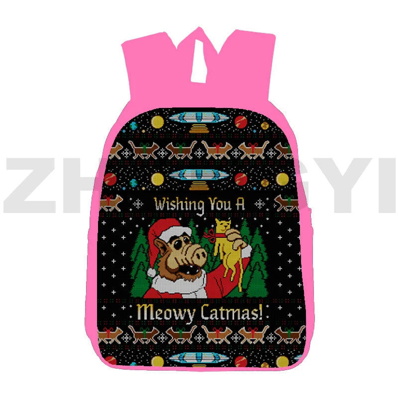 3D Anime Pink Santa Claus Backpack Teenagers Merry Christmas School Bag