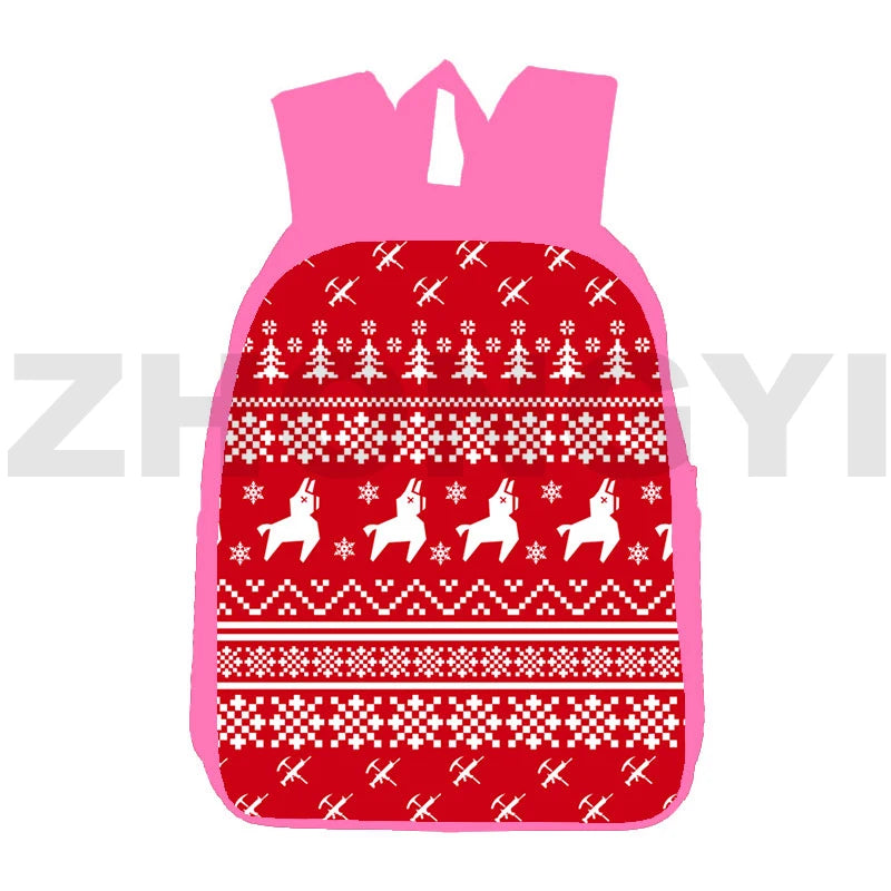 3D Anime Pink Santa Claus Backpack Teenagers Merry Christmas School Bag