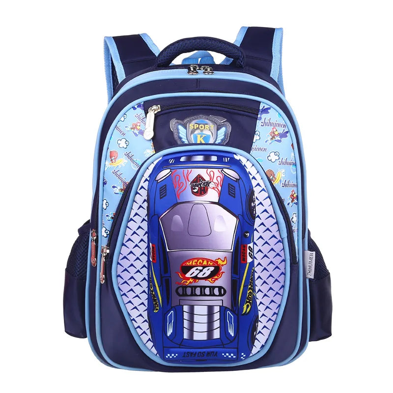 3D Car Printing Kids School Bag For Boy Nylon Backpack Satchel