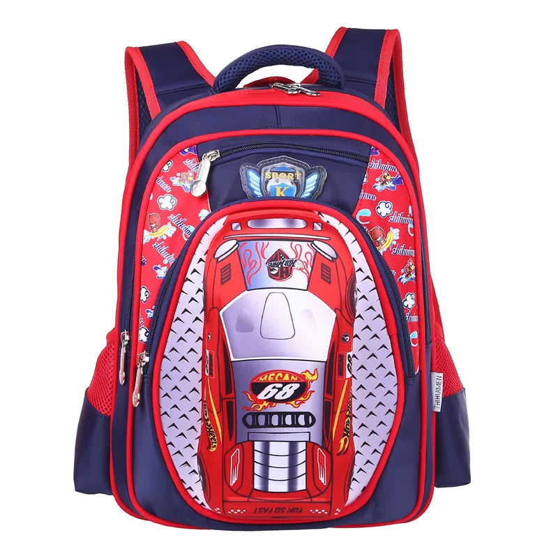 3D Car Printing Kids School Bag For Boy Nylon Backpack Satchel