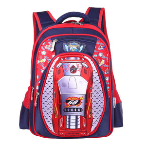 3D Car Printing Kids School Bag For Boy Nylon Backpack Satchel