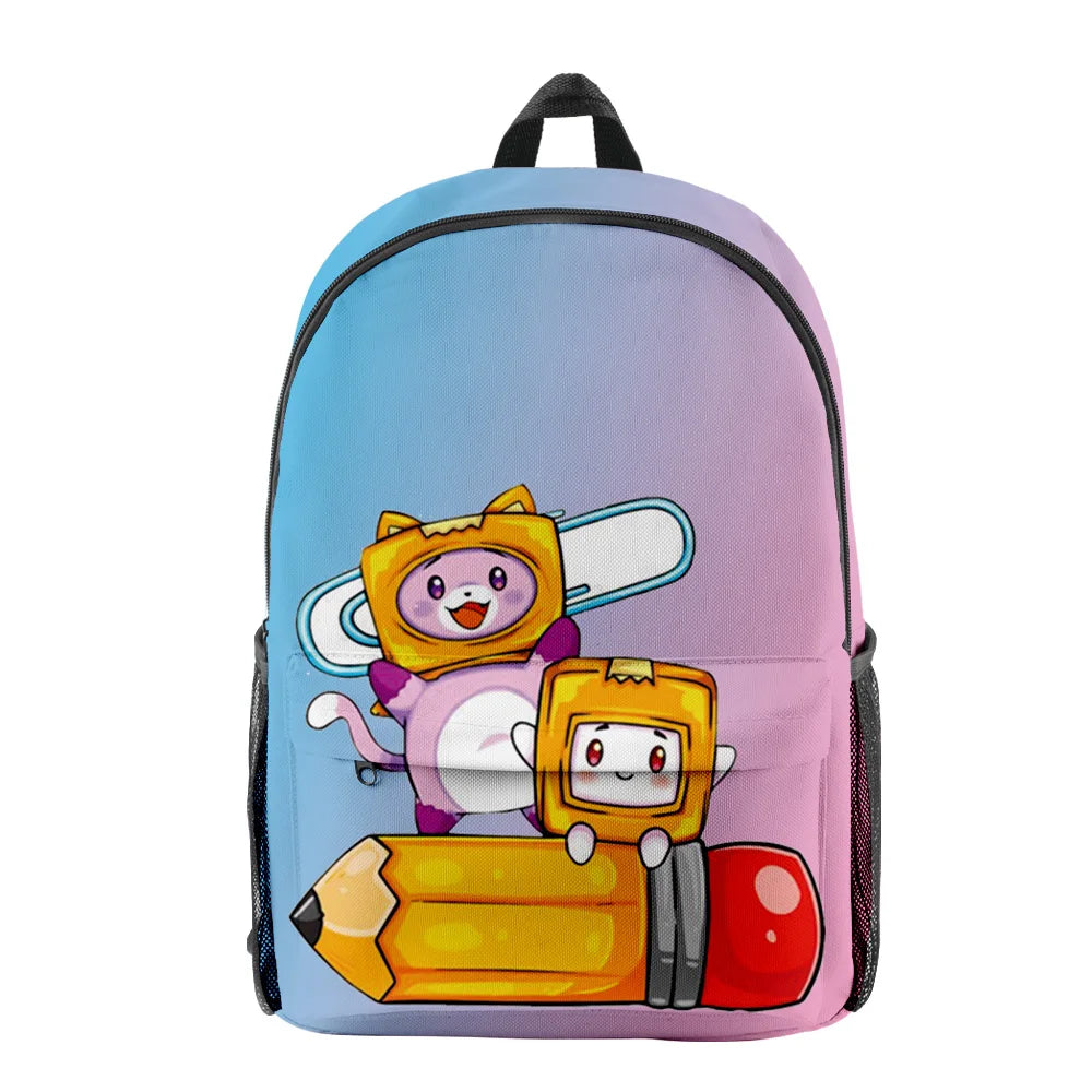 3D Cartoon Lankybox School Bag Children Backpack Boys Girls Oxford Waterproof