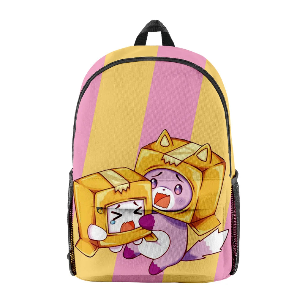 3D Cartoon Lankybox School Bag Children Backpack Boys Girls Oxford Waterproof