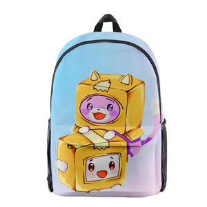 3D Cartoon Lankybox School Bag Children Backpack Boys Girls Oxford Waterproof