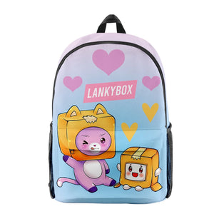 3D Cartoon Lankybox School Bag Children Backpack Boys Girls Oxford Waterproof