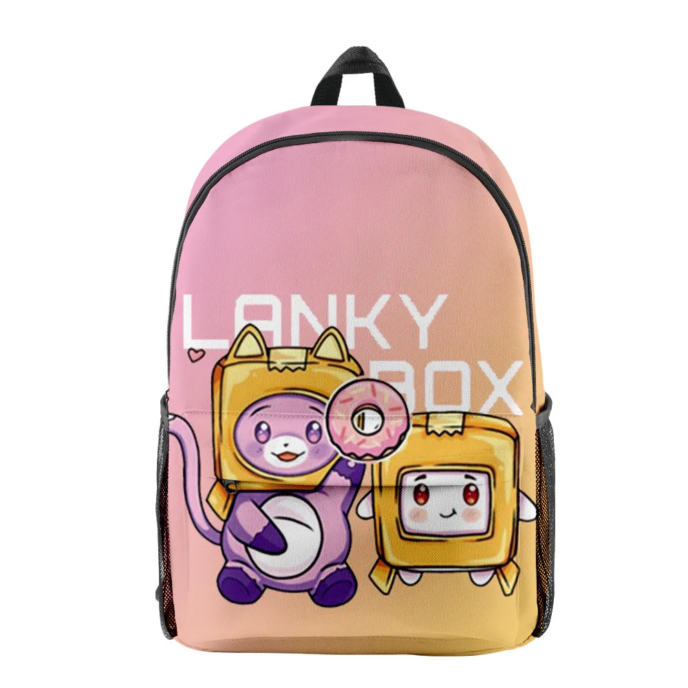 3D Cartoon Lankybox School Bag Children Backpack Boys Girls Oxford Waterproof
