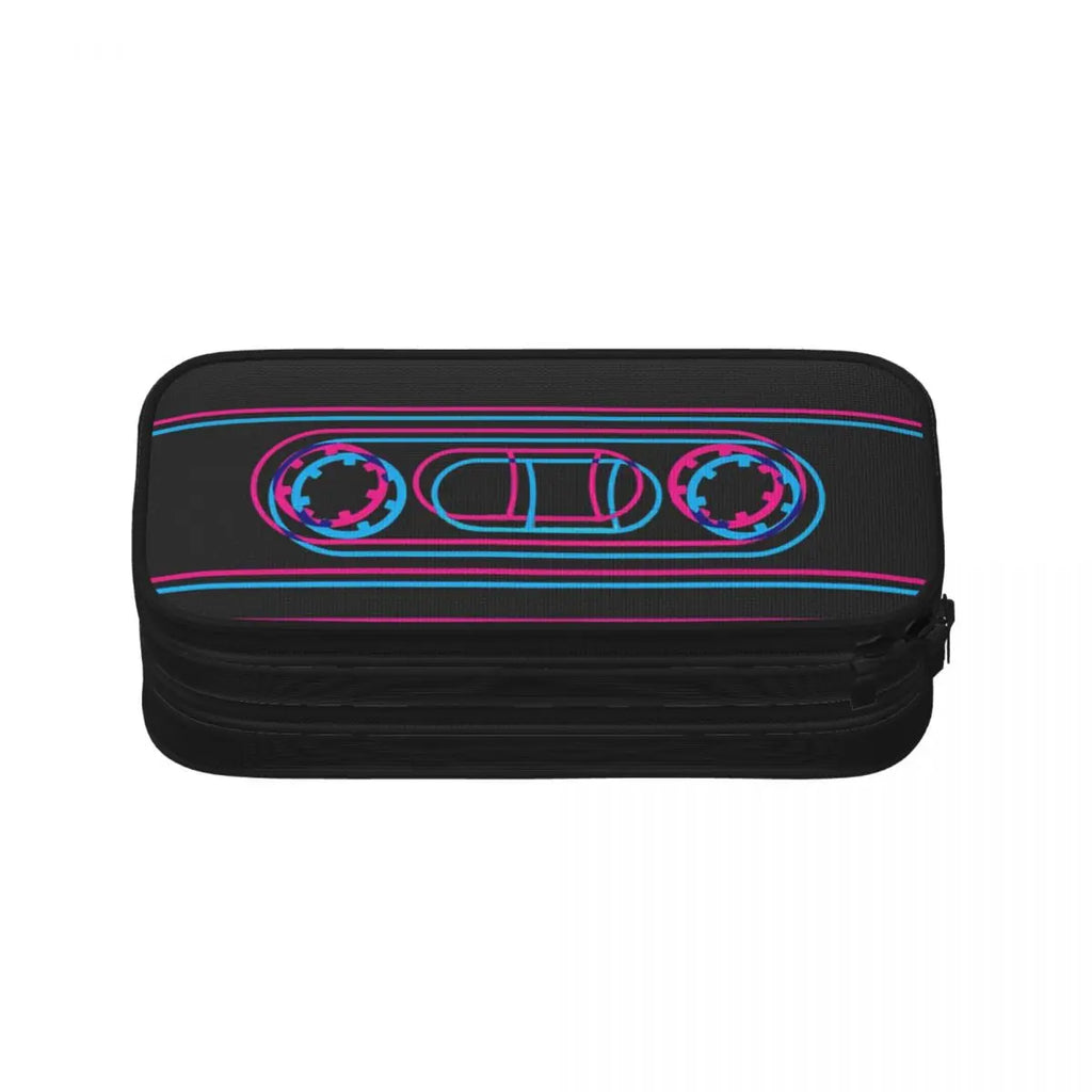 3D Cassette Pen Box Zipper Pencil Case Student School Anime Stationery Bag Gift