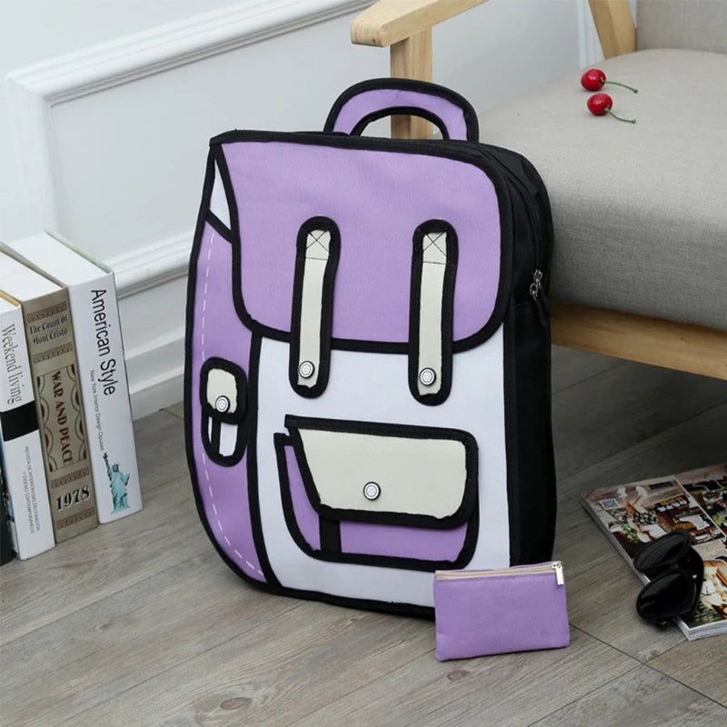 3D Jump Style 2D Drawing Backpack Shoulder Bag