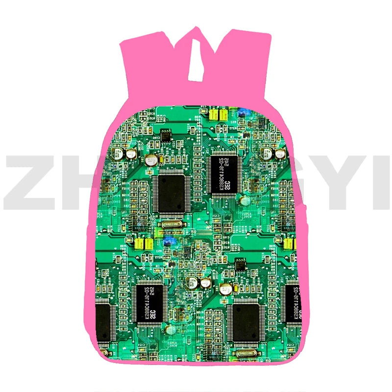 3D Print Electronic Chip Backpack 12/16 Inch Anime Pink