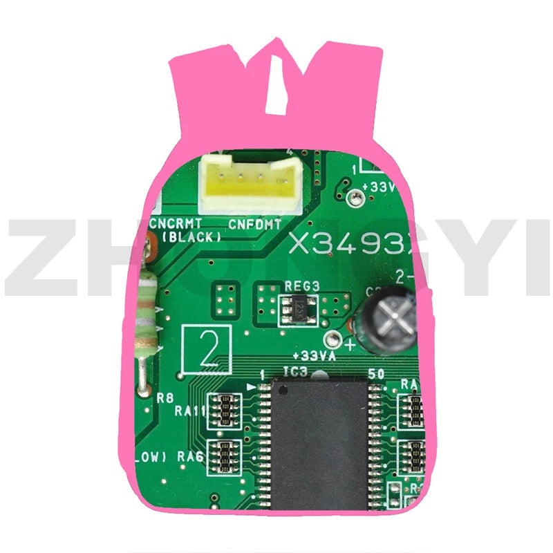 3D Print Electronic Chip Backpack 12/16 Inch Anime Pink