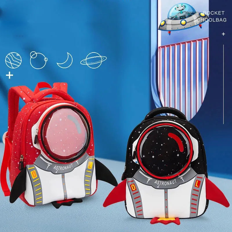 3D Rocket Childrens Backpack Astronauts School Bags Waterproof Cartoon