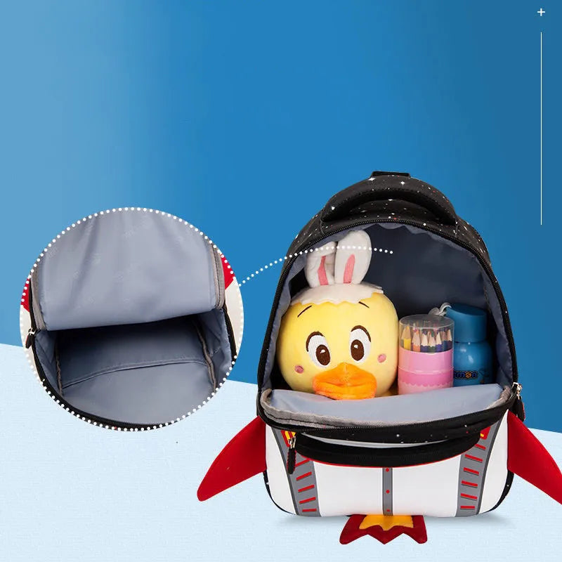 3D Rocket Childrens Backpack Astronauts School Bags Waterproof Cartoon