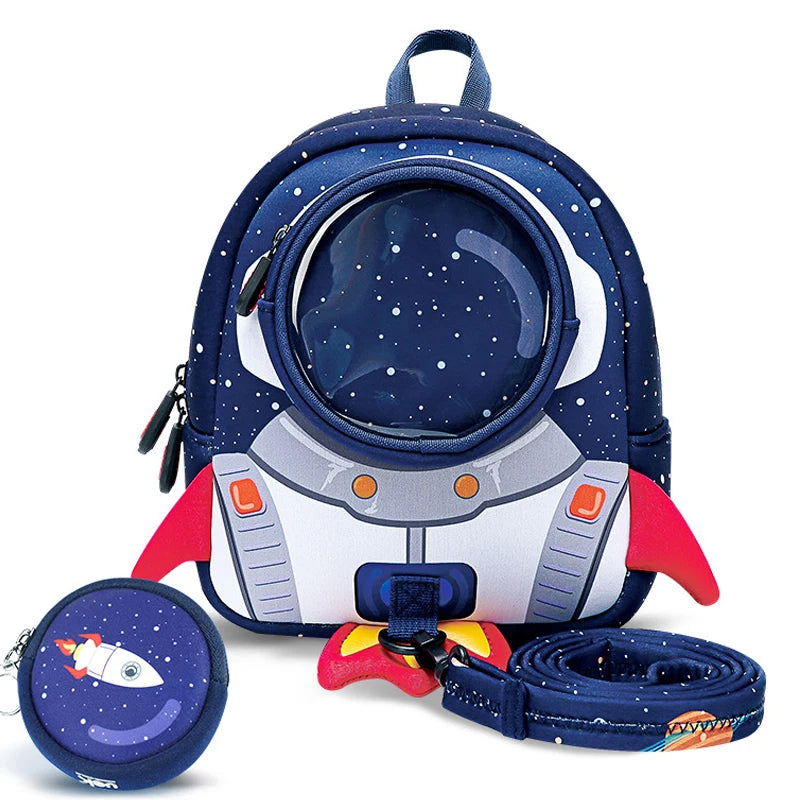 3D Rockets Anti-lost School Bags for Girls Boys Backpack Kids Age 1-6