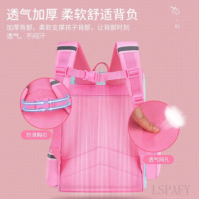3D Unicorn Primary School Bag Waterproof Kids Student Cart