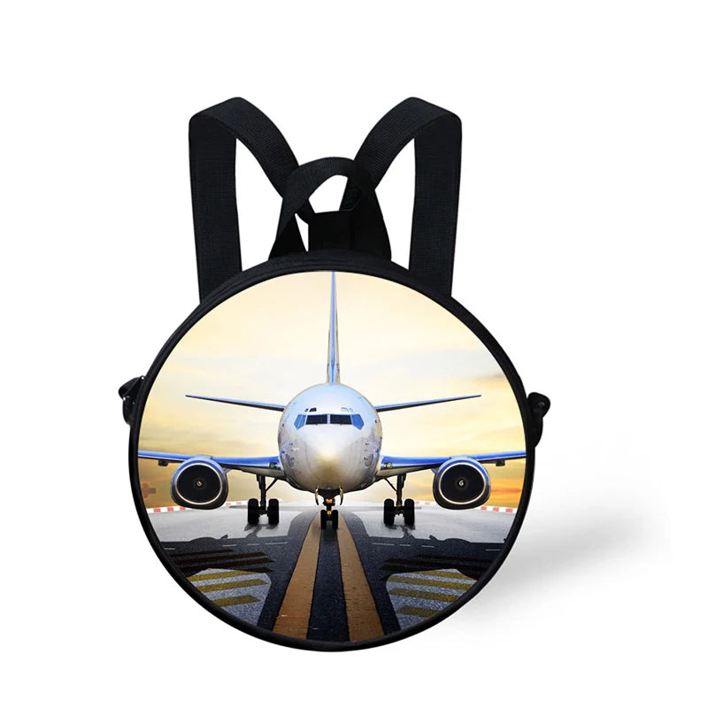 3D Airplane School Bag for Kids, Princess Round Backpack