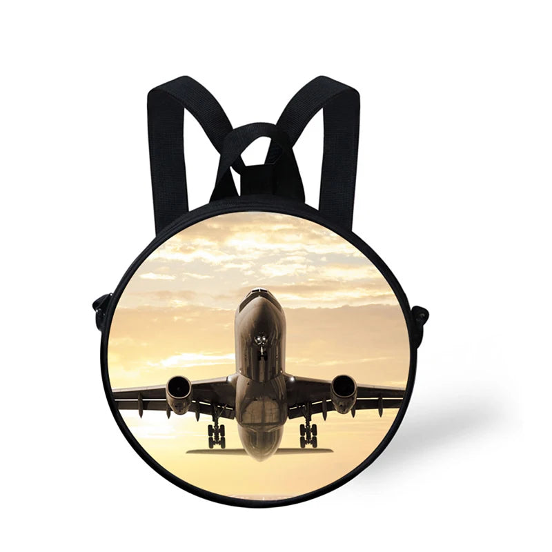 3D Airplane School Bag for Kids, Princess Round Backpack