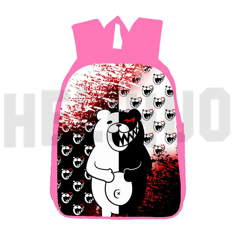 Danganronpa Monokuma Backpack 16 Inch Pink for School Girls