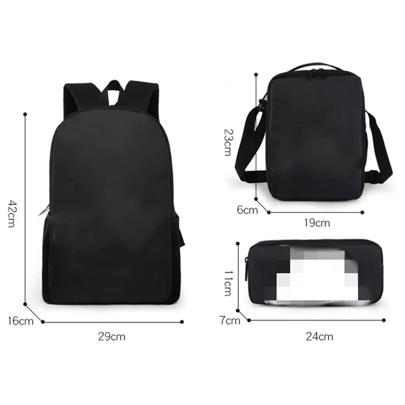 3PCS Backpack Pencil Case Shoulder DJ School Bag High Student Backpacks