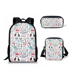 3PCS/SET Nurse School Bags for Teen Girls Canvas Nursing Kids Student Book Bags