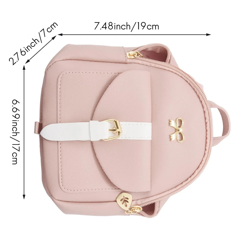 3X Mini Backpack Small Diagonal Bag Leather Bow Ladies Wallet