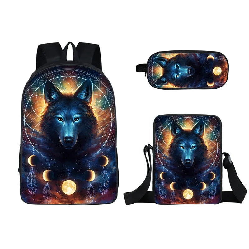 3D Animal Outdoor Three-piece Student School Bag Burden Reduction Backpack