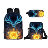 3D Animal Outdoor Three-piece Student School Bag Burden Reduction Backpack