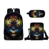 3D Animal Outdoor Three-piece Student School Bag Burden Reduction Backpack