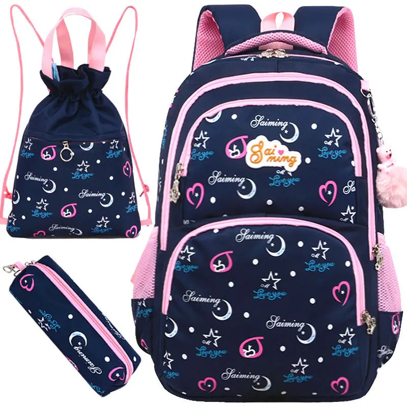 3pc/set School Backpack Bag Printing Students Nylon Mochila Shoulder Bags