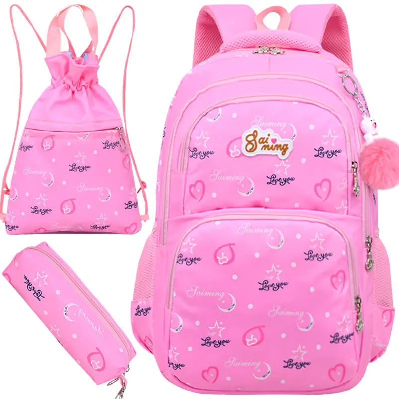 3pc/set School Backpack Bag Printing Students Nylon Mochila Shoulder Bags