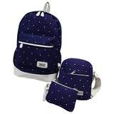 3pcs Girl Teens Casual Canvas Backpack Set Crossbody Bag Pencil Case Polka Dot