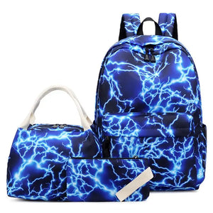 3pcs Nylon Backpack School Laptop Daypack Teenage Schoolbag Bookbag Set